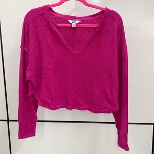 Joy lab pink long sleeve waffle knit top medium